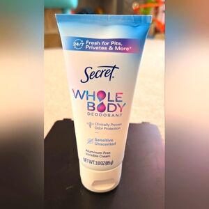 New Secret Dry Feel Whole Body Deodorant Cream 3oz sensitive unscented.